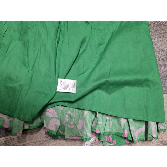 Velvet Graham & Spencer Green Pink Floral Mini Skirt Size S Cotton Boho Spring - Picture 3 of 6